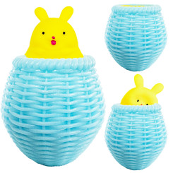 Іграшка стискувач антистрес зайчик у кошику 10 см Blue/Yellow Іграшка стискувач антистрес зайчик у кошику 10 см Blue/Yellow