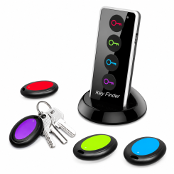 Бездротовий пошуковий брелок для ключів Key Finder з LED-ліхтариком, 1 передавач + 4 приймачі, радіус до 30 м, пристрій для пошуку ключів, пульта, телефону та гаманця Бездротовий пошуковий брелок для ключів Key Finder з LED-ліхтариком, 1 передавач + 4 приймачі, радіус до 30 м, пристрій для пошуку ключів, пульта, телефону та гаманця