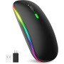 Беспроводная мышь Bluetooth перезаряжаемая с RGB подсветкой 2,4 ГГц Matte Black
