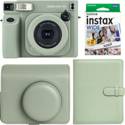Набор камера моментальной печати Fujifilm Instax Wide 400 Green + чехол + фотоальбом 80 + фотопленка 20 шт