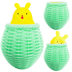 Іграшка стискувач антистрес зайчик у кошику 10 см Green/Yellow Іграшка стискувач антистрес зайчик у кошику 10 см Green/Yellow