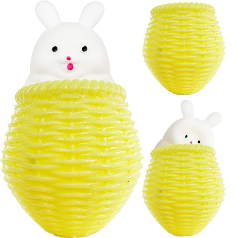 Игрушка сжиматель антистресс зайчик в корзине 10 см White/Yellow