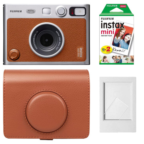 Набір камера моментального друку Fujifilm Instax Mini Evo Hybrid Brown + чохол + фотоплівка 10 шт + фоторамка
