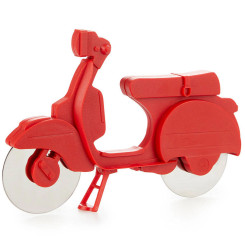 Нож для пиццы Balvi Scooter на подставке, роликовый резак в виде скутера Красный