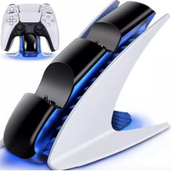Зарядна станція для геймпадів DualSense для PlayStation 5 з LED підсвічуванням Сірий
