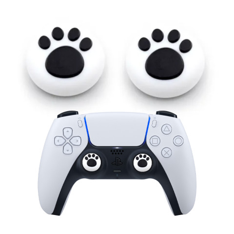 Силіконові накладки на стик для геймпадів PS5/PS4/Xbox One/Series S/Series X/Switch Pro 2 шт Paw Black/White