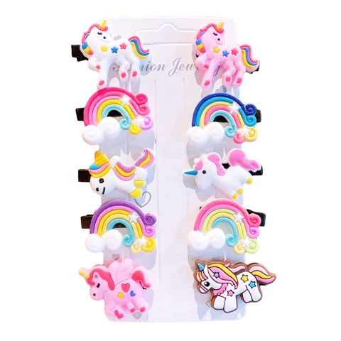 Набір дитячих шпильок 10 шт Rainbow horse Pink Набір дитячих шпильок 10 шт Rainbow horse Pink