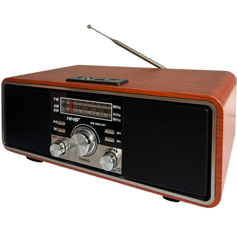 Портативное радио в винтажном ретро стиле AM/FM/SW, с аккумулятором, Bluetooth, USB-зарядкой NNS NS-6681BT Dark wood Портативное радио в винтажном ретро стиле AM/FM/SW, с аккумулятором, Bluetooth, USB-зарядкой NNS NS-6681BT Dark wood