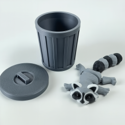 Іграшка антистрес 3D-друкований Єнот з відром для сміття, рухома, декоративна фігурка з PLA, 8 см Сірий Іграшка антистрес 3D-друкований Єнот з відром для сміття, рухома, декоративна фігурка з PLA, 8 см Сірий
