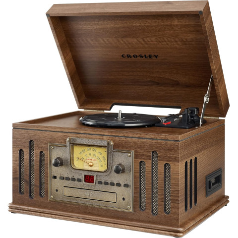 Виниловый проигрыватель Crosley Musician Entertainment Centre, с радио, CD/кассетным проигрывателем, Aux-in и Bluetooth, ореховое дерево Виниловый проигрыватель Crosley Musician Entertainment Centre, с радио, CD/кассетным проигрывателем, Aux-in и Bluetooth, ореховое дерево