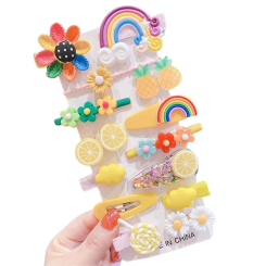 Набор детских заколок 14 шт Yellow