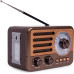 Портативне радіо у вінтажному ретро стилі AM/FM/SW, з акумулятором, Bluetooth, USB-зарядкою, Коричневий