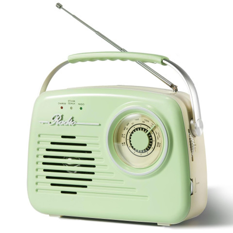 Портативное радио в стиле ретро с аккумулятором, Bluetooth, AM/FM Light Green Портативное радио в стиле ретро с аккумулятором, Bluetooth, AM/FM Light Green