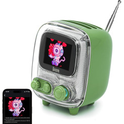 Портативная беспроводная колонка Divoom Tiivoo-2 с Bluetooth, пиксель-экраном, FM-радио, будильником и мультимедийными функциями, Зеленая