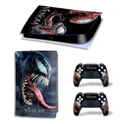 Виниловая наклейка для Sony PlayStation PS5 Venom Black/Red macro 360 Виниловая наклейка для Sony PlayStation PS5 Venom Black/Red macro 360