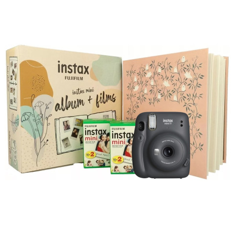 Камера моментальной печати Fujifilm Instax Mini 11 Black + Фотоальбом розовый + Фотопленка 40 шт Камера моментальной печати Fujifilm Instax Mini 11 Black + Фотоальбом розовый + Фотопленка 40 шт