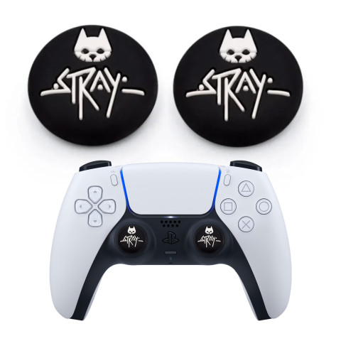Силіконові накладки на стик для геймпадів Ps5/Ps4/Ps4 Pro/Xbox Serie X S/Xbox 360/One/Slim/Elite/E/Wii U 2 шт Black/White Cat