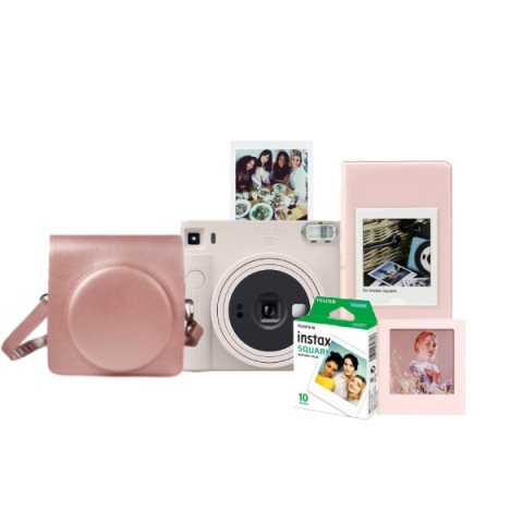 Набор камера моментальной печати Fujifilm Instax Square SQ 1 White/Pink + чехол + фотоальбом 64 + фотопленка 10 шт + фоторамка