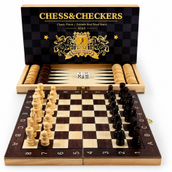 Набір 3 в 1 для гри в шахи, шашки та нарди, Chesse & Checkers 38х38 см Набір 3 в 1 для гри в шахи, шашки та нарди, Chesse & Checkers 38х38 см