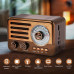 Портативное радио в винтажном ретро стиле AM/FM/SW, с аккумулятором, Bluetooth, USB-зарядкой, Коричневый
