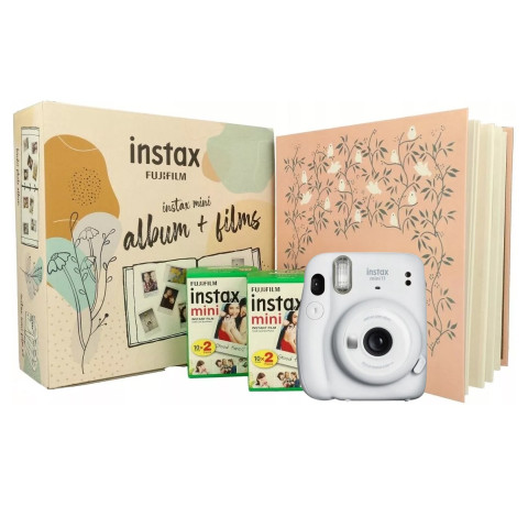 Камера моментальной печати Fujifilm Instax Mini 11 White + Фотоальбом розовый + Фотопленка 40 шт