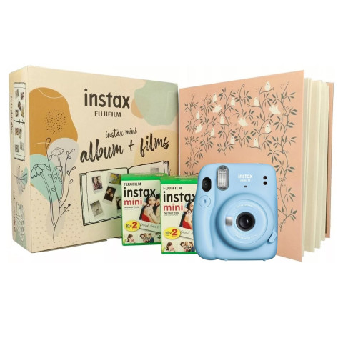 Камера моментальной печати Fujifilm Instax Mini 11 Blue + Фотоальбом розовый + Фотопленка 40 шт Камера моментальной печати Fujifilm Instax Mini 11 Blue + Фотоальбом розовый + Фотопленка 40 шт