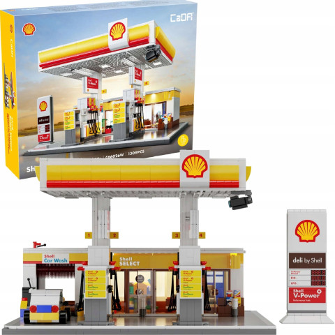 Конструктор CaDa автозаправна станція Shell зі світлодіодним освітленням, 1309 деталей