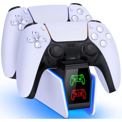 Зарядная станция для геймпадов DualSense для PlayStation 5 с RGB-подсветкой Белый Зарядная станция для геймпадов DualSense для PlayStation 5 с RGB-подсветкой Белый