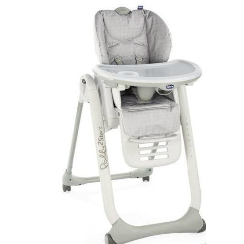Стільчик для годування Chicco Polly 2 Start Happy Silver