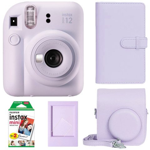 Набор камера моментальной печати Fujifilm Instax Mini 12 Purple + чехол + фотопленка 20 шт + фотоальбом 108 + фоторамка