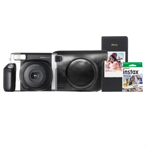 Камера моментальной печати Fujifilm Instax Wide 300 + Чехол + Фотоальбом 64 + Фотопленка 20 шт Black