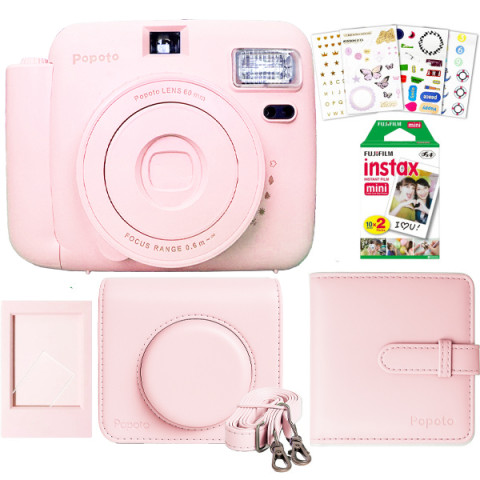 Набір камера моментального друку Popoto Pink + чохол + фотоплівка 20 штук + фотоальбом + фоторамка + 4 наклейки Набір камера моментального друку Popoto Pink + чохол + фотоплівка 20 штук + фотоальбом + фоторамка + 4 наклейки