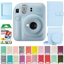 Набор камера моментальной печати Fujifilm Instax Mini 12 Pastel Blue + чехол + фотопленка 20 шт + фотоальбом 108 + наклейки 20 шт + фоторамка