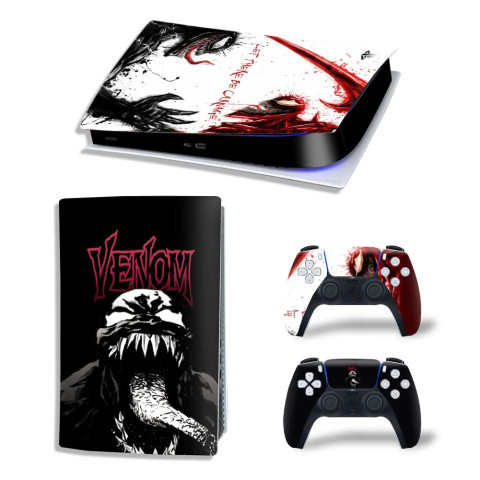 Вінілова наклейка для Sony PlayStation PS5 Venom Black/Red 2 360
