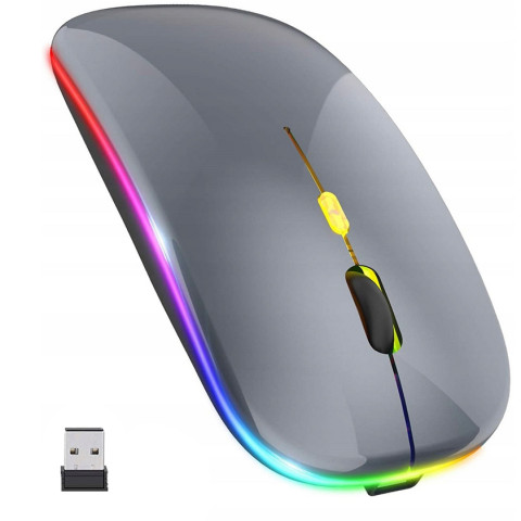 Беспроводная мышь Bluetooth перезаряжаемая с RGB подсветкой 2,4 ГГц Gray Беспроводная мышь Bluetooth перезаряжаемая с RGB подсветкой 2,4 ГГц Gray