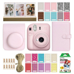 Набір камера моментального друку Fujifilm Instax Mini 12 Pink + чохол + фотоплівка 20 шт + фотоальбом 108 + наклейки 20 шт + фоторамка 3в1