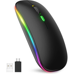 Беспроводная мышь Bluetooth перезаряжаемая с RGB подсветкой 2,4 ГГц Matte Black Беспроводная мышь Bluetooth перезаряжаемая с RGB подсветкой 2,4 ГГц Matte Black