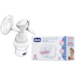 Молокоотсос ручной Chicco Natural Feeling + Лактационные прокладки 60 шт Молокоотсос ручной Chicco Natural Feeling + Лактационные прокладки 60 шт