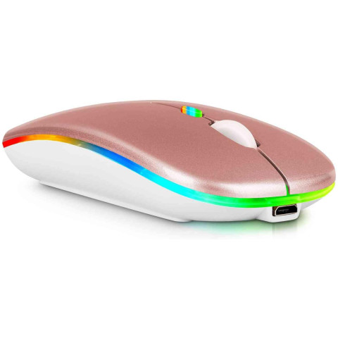 Беспроводная мышь Bluetooth перезаряжаемая с RGB подсветкой 2,4 ГГц Rose Gold Беспроводная мышь Bluetooth перезаряжаемая с RGB подсветкой 2,4 ГГц Rose Gold