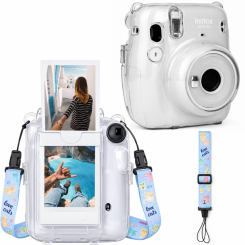 Чехол Fujifilm Instax Mini 12 Case прозрачный с ремешком Love Cats