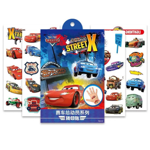 Временное переводное детское тату Chuangmei Cars Street-X, 4 листа Временное переводное детское тату Chuangmei Cars Street-X, 4 листа
