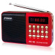 Радіоприймач цифровий STONEGO з акумулятором FM/LED-дисплей/MP3-плеєр/USB-рекордер Red