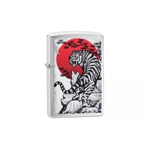 Зажигалка Zippo Asian Tiger Design Brushed Chrome 29889-000002 Зажигалка Zippo Asian Tiger Design Brushed Chrome 29889-000002