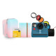 Набір камера моментального друку Polaroid Now + (Blue), сумка-чохол, фотоальбом (рожево-блакитний), фотоплівка 8 шт
