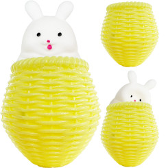 Іграшка стискувач антистрес зайчик у кошику 10 см White/Yellow Іграшка стискувач антистрес зайчик у кошику 10 см White/Yellow