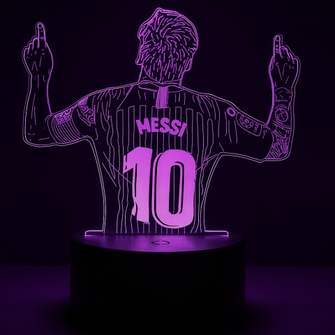 3D светодиодный ночник для комнаты Messi Football player, 7 режимов, основа черная 3D светодиодный ночник для комнаты Messi Football player, 7 режимов, основа черная