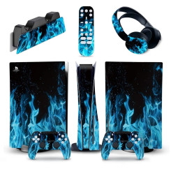 Виниловая наклейка для Sony PlayStation PS5 5 в 1 Blue flame Виниловая наклейка для Sony PlayStation PS5 5 в 1 Blue flame