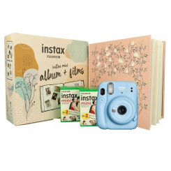 Камера моментальной печати Fujifilm Instax Mini 11 Blue + Фотоальбом розовый + Фотопленка 40 шт