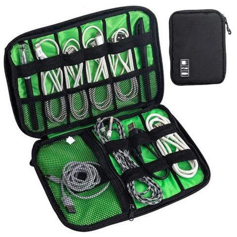 Органайзер для кабелей и мелочей Supretto Black/Green Органайзер для кабелей и мелочей Supretto Black/Green