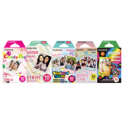 Фотопленка Fujifilm Instax Mini Film Candy Pop, Rainbow, Shiny Star, Stained Glass, Stripe 50 шт